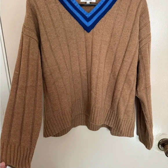 Madewell Tan Sweater with Blue Accents - Picture 2 of 3